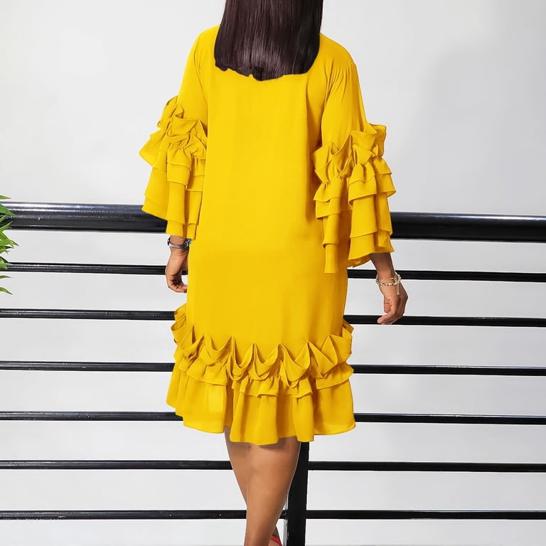 slim fit dress slacks Chiffon Ruffle Gown with Tie-Back main image 0