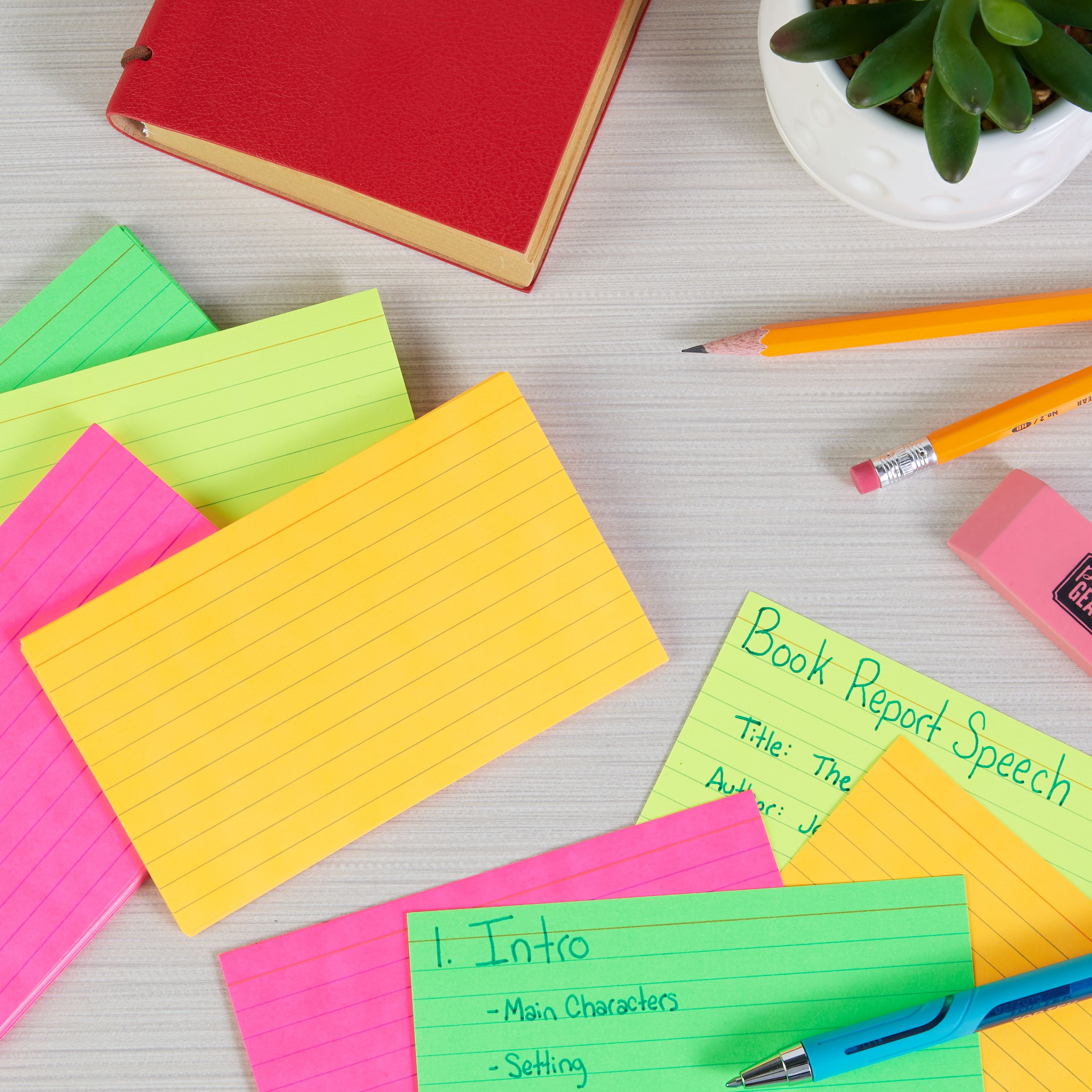 Pen + Gear Ruled Index Cards, Neon Colors, 300 Count, 3" x 5" - Walmart.com