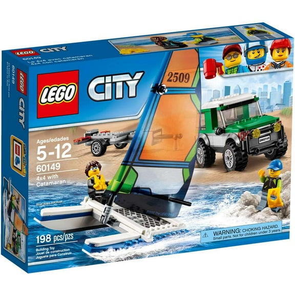 Pre-Owned LEGO City 4x4 with Catamaran 198 Piece Building Kit 60149