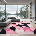 thumbnail image 2 of ODIKA 6'x9' Ultra-Soft Area Rug, Pink Abstract Geometric Contemporary Bold Interlocking Maze Grid None Washable, Bare feet friendly, Silk-Touch for Guest Room, Bedroom, 2 of 7