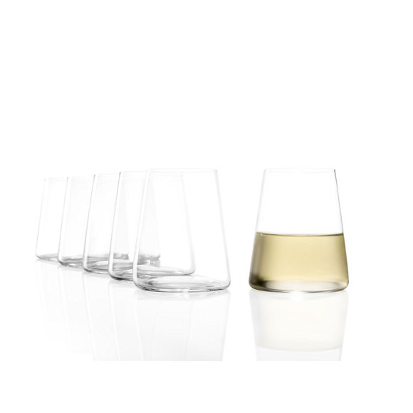 Stölzle Lausitz Power Wine Cups Small 380 ml Set of 6 White Wine Mugs Dishwasher Safe Lead-Free Crystal Glass Elegant