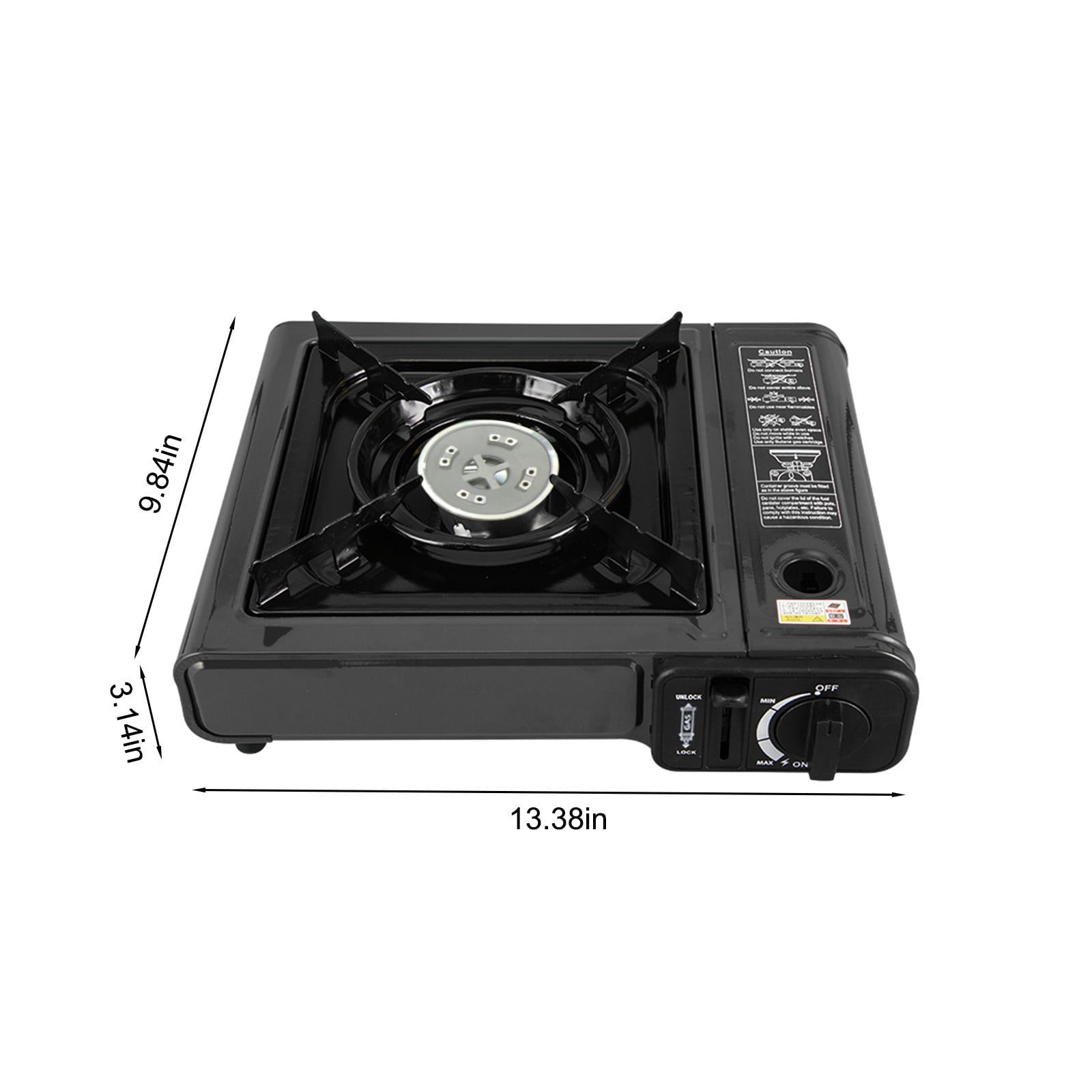Portable Butane Stove, Metal, Black White Green Red, 13.38x9.84x3.14in, Double Wind Guard, Safe for Camping Backpacking