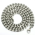 thumbnail image 2 of Hermah 11mm Silver Stainless Steel Curb Cuban Necklace Men Women Unisex Chain 18-36inch, 2 of 6