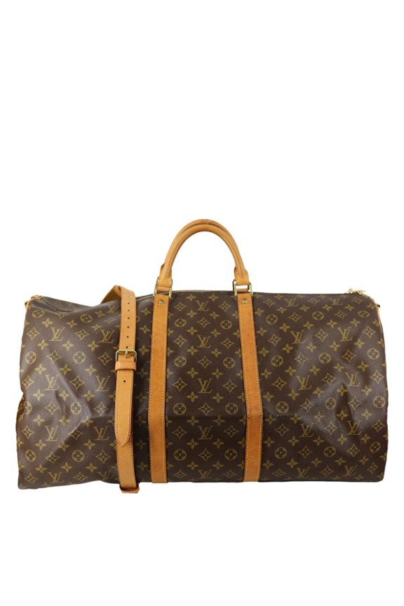 Pre-Owned Louis Vuitton Keepall 60 Bandouliere Monogram Canvas Travel Bag Brown