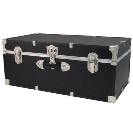 Seward Augusta Collection 31” Footlocker Trunk, Black with Nickel Hardware