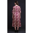 thumbnail image 2 of Bimba Cotton Pink Leaves & Carnation Floral Womens Asymmetrical Pocket ShiftÂ&nbsp;DressÂ&nbsp;Summer Party MidiÂ&nbsp;Dress-Small, 2 of 4