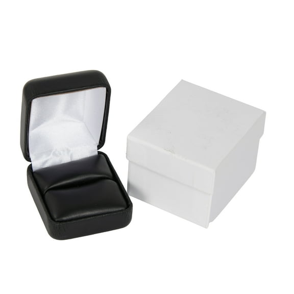 SSWBasics Black Faux Leather Ring Box - 50 Pack