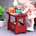 thumbnail image 3 of EeaseCA 1 Pce Table à Thé en Bois Style Européen Porte-Revues Accessoire Rétro pour Maison de Poupée, 3 of 8