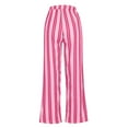 thumbnail image 4 of RYRJJ Womens Palazzo Pants Drawstring Striped Wide Leg Casual Trousers Low Rise Casual Loose Lounge Pants with Pockets(Hot Pink,L), 4 of 4