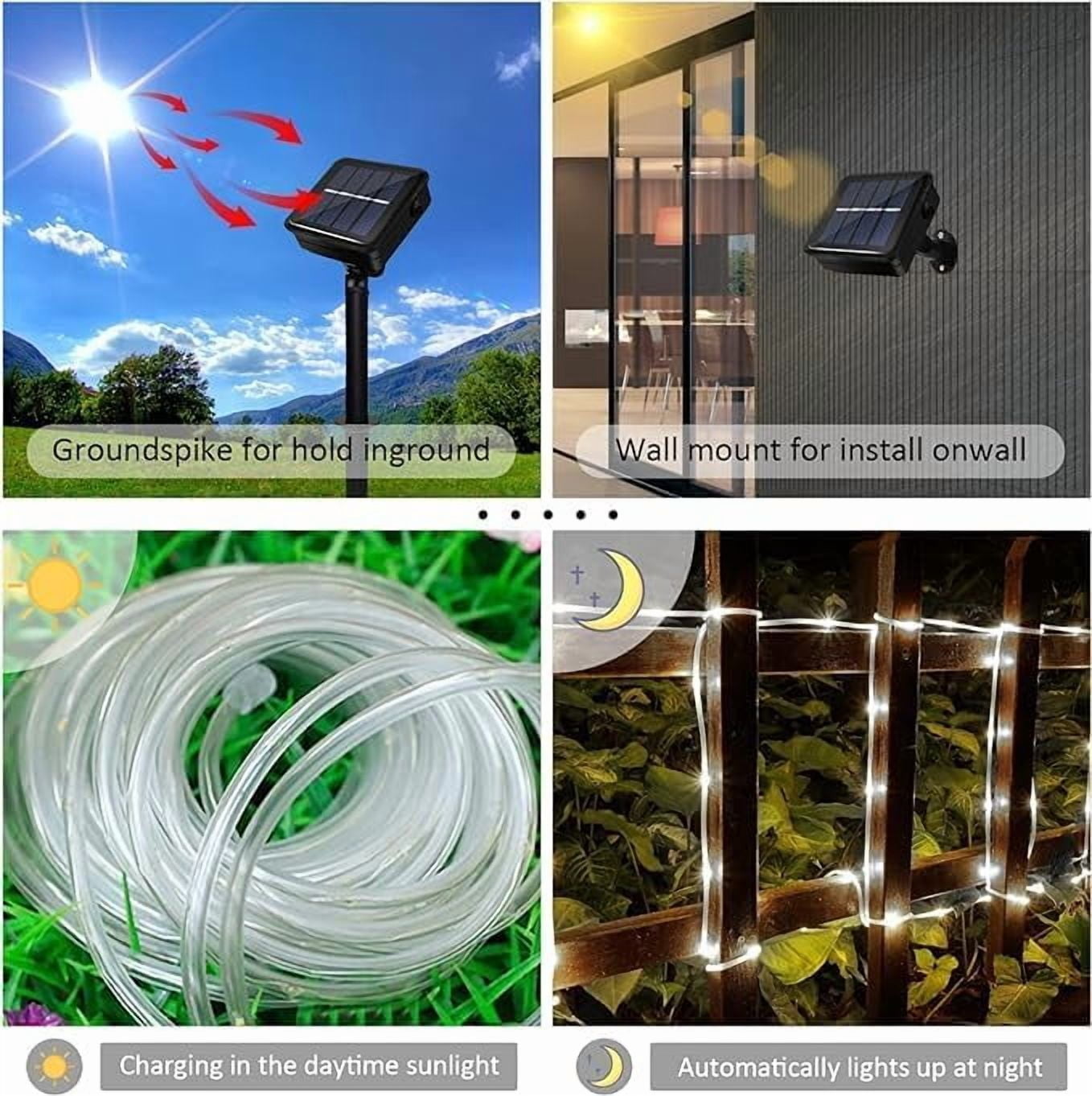 SHANJIA Solar Rope String Lights, 7.5M/25ft 50LEDs Waterproof Copper Wire Lights Tube, Outdoor Rope Lights for Garden Yard Path Fence Tree Wedding Party Decorative