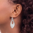 thumbnail image 3 of Sterling Silver Jbsp's Textured & D/C Dangle Shepherd Hook Earrings (46 X 17) Made In Italy qle1190, 3 of 5
