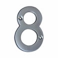 thumbnail image 2 of RCH Hardware Solid Brass 3" Tall House Number 8, Satin Chrome Matte Silver Matching Screws Included, 2 of 3