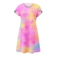 thumbnail image 3 of SHOPESSA Women's Round Neck Petal Short Sleeve With Pocket Ruffle Hem Tunic Dresses for Women, 3 of 7