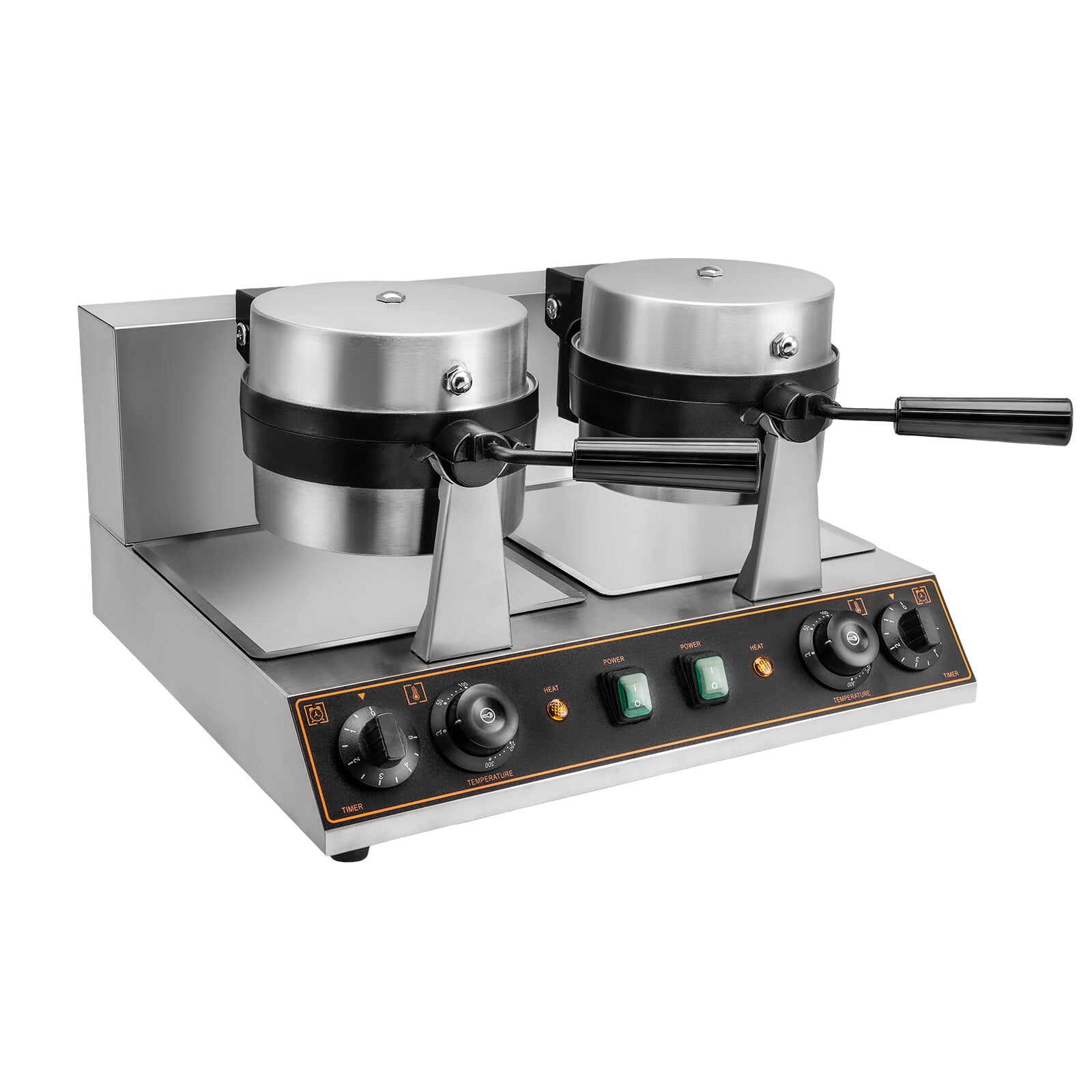 Electric Double-Headed Waffle Maker, Nonstick Rotating Baker Machine 1500W