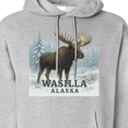 thumbnail image 3 of Inktastic Wasilla Alaska Moose Winter Scene Adult Hoodie Sweatshirt, 3 of 4