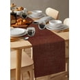 thumbnail image 3 of Dark Brown Burlap Cotton Table Runner 13x90 Inches Long, Vintage Country Monochrome Chocolate Color Farmhouse Table Runners, Outdoor Dining Tablecloths Decor for Baby Shower/Party/Wedding, 3 of 6