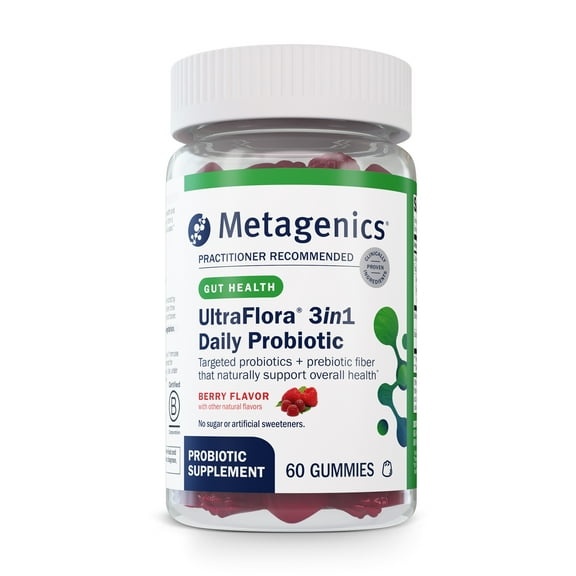 Metagenics - UltraFlora 3 in 1 Daily Probiotic Supplement to Support Gut and Immune Health for Adults and Children* - 60 Gummies