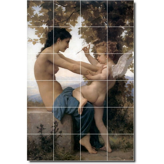 Ceramic Tile Mural-William Bouguereau Angels 4. 24" w x 36" h using (24) 6 x 6 ceramic tiles