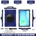 thumbnail image 4 of For Samsung Galaxy Tab S10 FE+ Case 13.1 inch SM-X620/SM-X626B, 360 Hand Strap, Shoulder Strap, Kickstand, Rugged Drop Protection, Navy Blue, 4 of 7