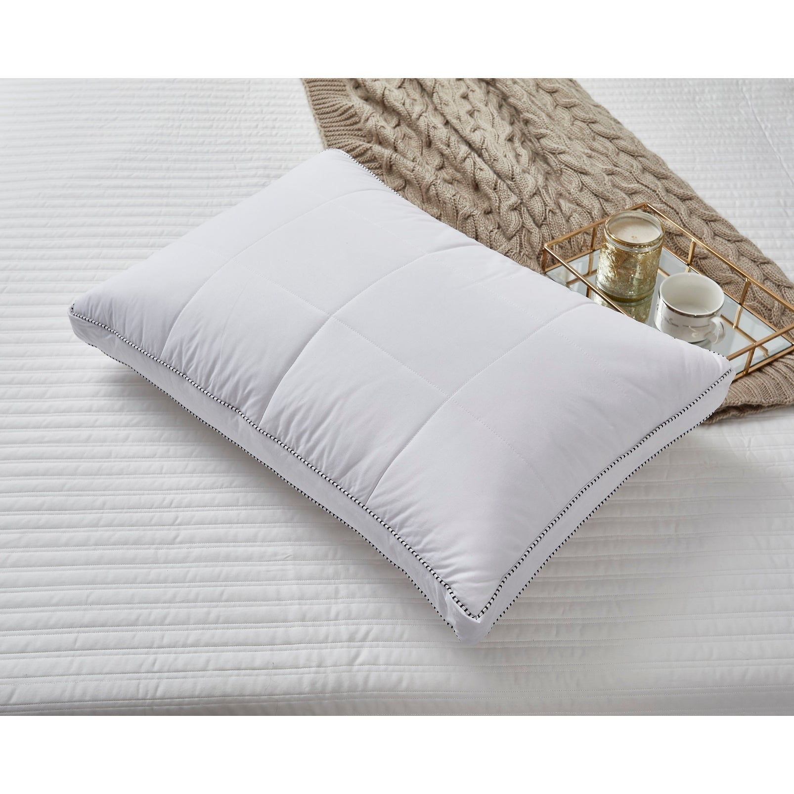 Hotel Grand Quilted White Goose Feather And Down Compartment Pillow Set Of 2 Walmart Com