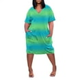 thumbnail image 2 of Robes Africaines pour Femmes Robe d'Été pour Femmes Grande Taille Col en V Manches Courtes Longueur Genou avec Poche Robe Décontractée, 2 of 4