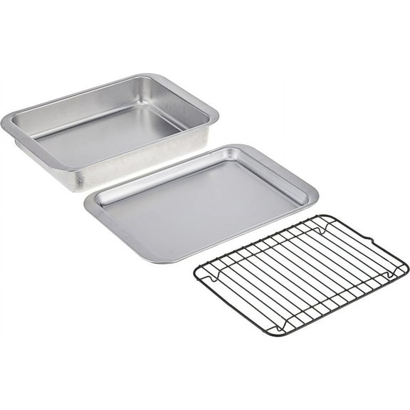 Nordic Ware Naturals Compact Grill and Bake Set - Non-Stick - 3 Piece, Silver