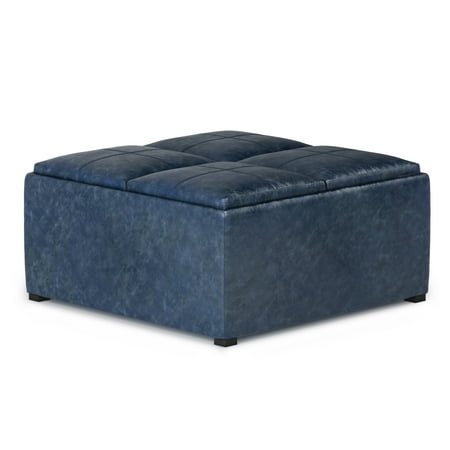 UPC 840469000070 product image for Avalon 35 inch Wide Contemporary Square Coffee Table Storage Ottoman in Denim Bl | upcitemdb.com