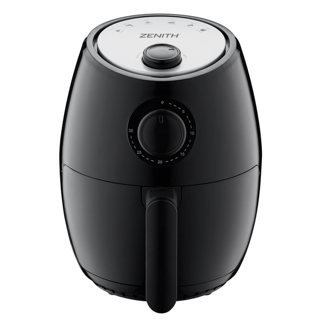 Zenith AirMax Freidora de aire pequeña y compacta para cocinar saludable, 2.1 cuartos de galón, antiadherente, fácil de usar y control de temperatura ajustable con temporizador de 30 minutos y apagado