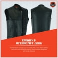thumbnail image 6 of Daniel Smart Biker vest for Men Cowhide Black Leather Motorcycle Vest Unique with Scoop Collar Design, 6 of 7
