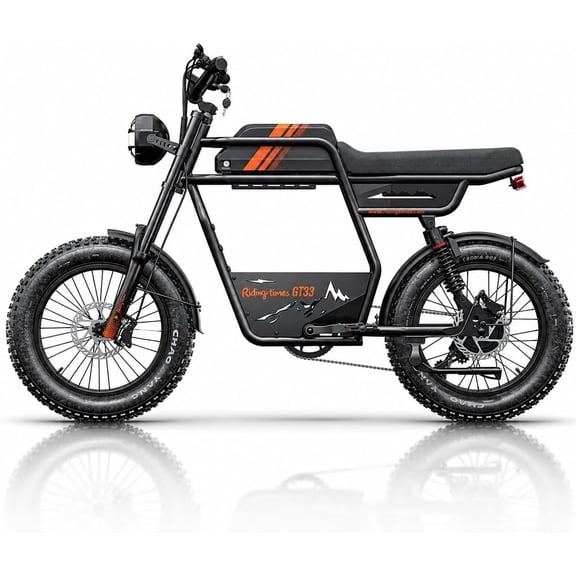 Riding'times GT33 off Road Electric Bike for Adults, Max 34MPH & 50-80 Miles Ebike with 20" Fat Tires, 1500W Motor & 27AH Removable Battery, Dual Hydraulic Brakes, Full Suspension E Bike