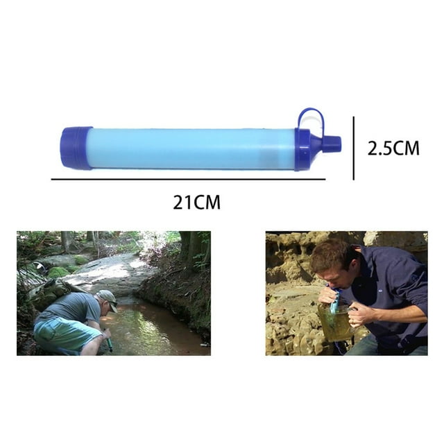 Filtre à Eau Portable Randonnée Filtre à Eau Eau Extérieur Filtre à Eau Portable Paille pour Préparation aux Urgences pour Sac à Dos Randonnée Camping Filtration d'Eau Bleu