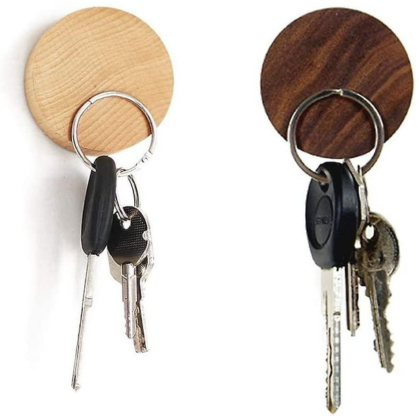 Magnetic Key Holder Wood Wall Hooks Round Wooden Key Hanger For Keys, Coins  Gift 