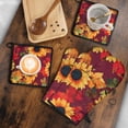 thumbnail image 5 of Red Leaf Sunflower Pattern Kitchen Oven Mitt and Pot Holder Sets 2 Pcs for Baking, Cooking and Grilling, Heat Resistant Up To 392 °F, 5 of 7