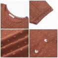 thumbnail image 4 of UVN Summer Shirts for Women Short Sleeve Blouses Ladies Crewneck Lace Crochet Tops Dressy Chiffon Blouses, 4 of 7