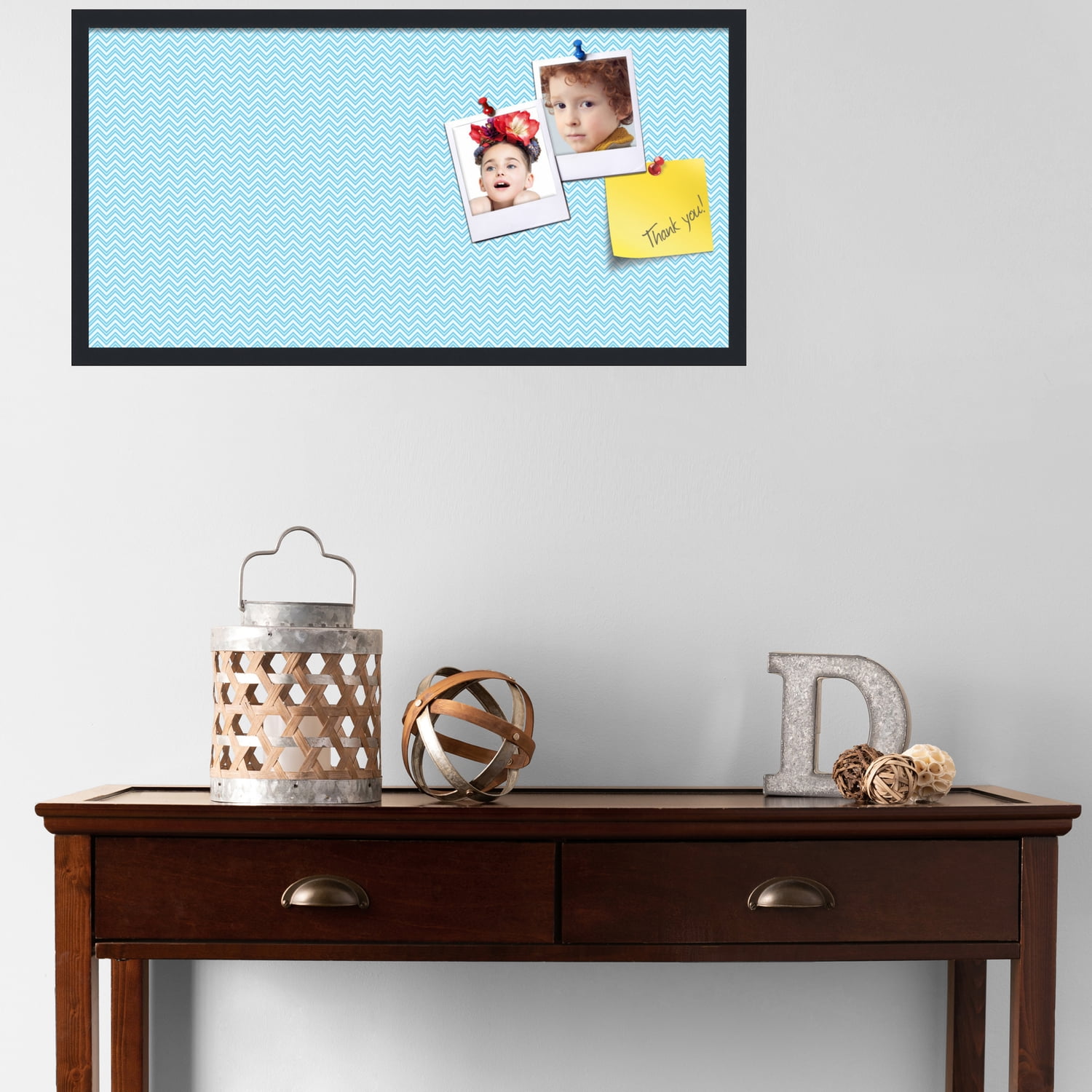 PinPix ArtToFrames 34x16 Custom Cork Bulletin Board    Poster Board Has a Fabric Style Canvas Finish, Framed in Satin Black (PinPix-247)