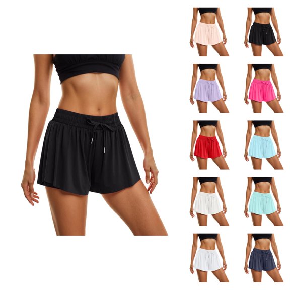 Running Shorts for Women Elastic Waist Pockets Lightweight Quick Drying Yoga Gym Active Sports Workout Athletic Shorts
