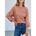 thumbnail image 4 of Eytino Sweaters for Women Fall Fashion 2025 Oversized Sweater Casual Crewneck Long Sleeve Lightweight Checkered Knit Pullover Sweater Tops Pink Size M, 4 of 8