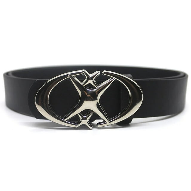 Punk Moon Star Buckle Belt Design Cross Metal Vintage Gothic Men Women Y2k Belt Pu Leather Waistband Jeans Pants Decorative Belt black 105cm