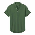 thumbnail image 7 of COSFO Green Men's Shirts V Neck Cotton Linen Short Sleeve Tops Button with Pockets Classic Fit Pullover Mens Classic T-Shirt, 7 of 7