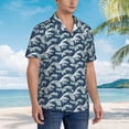 thumbnail image 2 of Lsque A Japanese Great Wave pattern Hawaiian Shirt for Men, Unisex Summer Beach Casual Short Sleeve Button Down Shirts-Small, 2 of 9