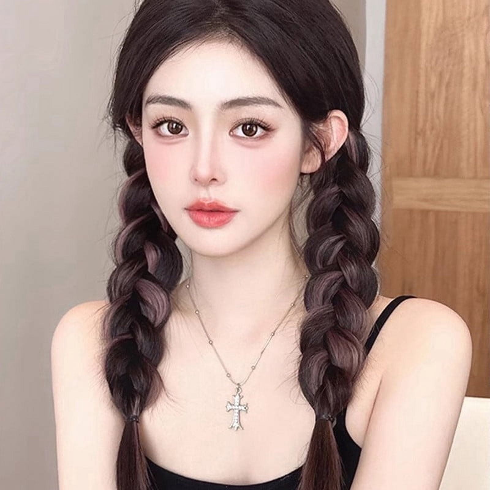Versatile Dyed One-piece Synthetic Clip-in Hairpiece for White Hair Natural Feel and Easy-to-Style Extension Seamless Wig Piece