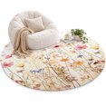 Small Multicolour Rug Small Round Rug 3.3ft,Colorful Wildflower Non-Slip Circle Area Rug for ...