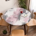 thumbnail image 5 of Pink White Gray Painting Elastic Fitted Round Table Cover Abstract Art Waterproof Outdoor Tablecloth for Holiday Party, Picnic, Patio & Dining Fits Tables Up to 45"-54", 5 of 8