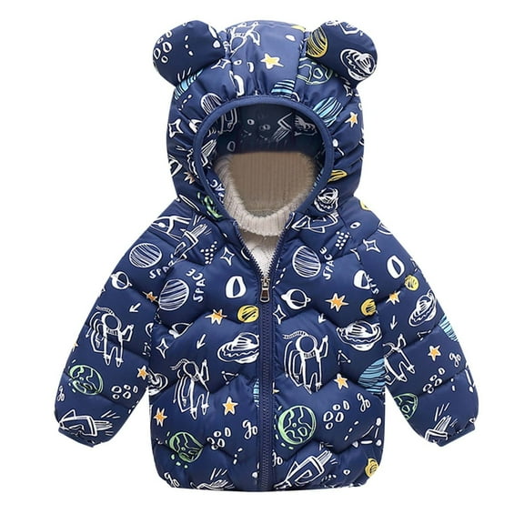 Atogsazn Baby Boys Girls Wineter Puffer Jacket Kids Zip Up Long Sleeve Hooded Jacker Warm Clothes Fashion Hoodies 01-Navy 4-5 Years