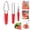 Red, variant on Watermelon Cutter Slicer Tool 3-in-1, Stainless Steel Fruit Fork Popsicle Mold, Refreshing Melon Cube Slicer Kit for Summer Party Prep