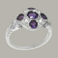 thumbnail image 3 of LBG British Made Traditional Solid 10k White Gold Ring with Natural Amethyst & Cubic Zirconia Womens Statement Ring - 33 size options - Size 4.25, 3 of 7