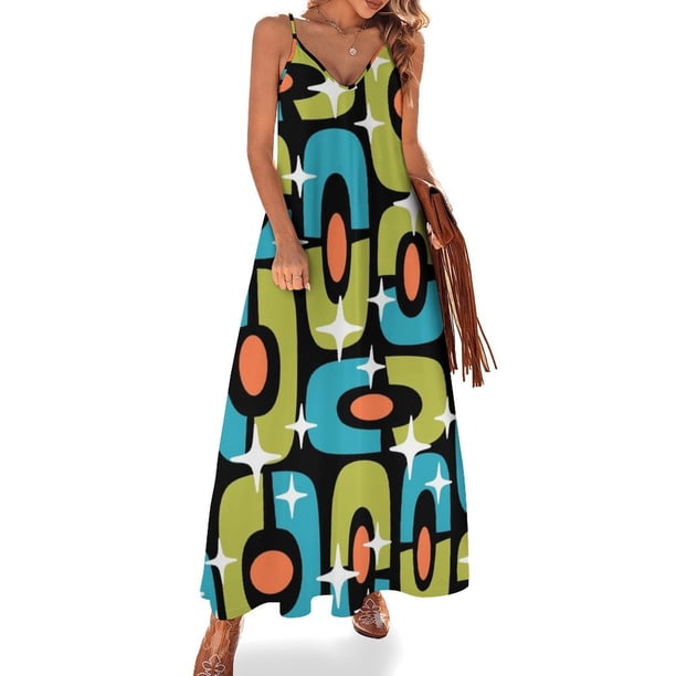 Vestido sin mangas retro de mediados de siglo con composición atómica 223 vestidos para mujer ropa de mujer