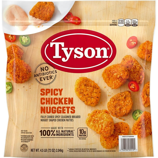 Tyson Spicy Chicken Nuggets, Frozen (4.5 lbs)