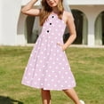 thumbnail image 7 of Maean Girls Sleeveless Dress Polka Dot Printed Summer Flowy Sundress Kids Crew Neck Dresses with Pockets, 7 of 7