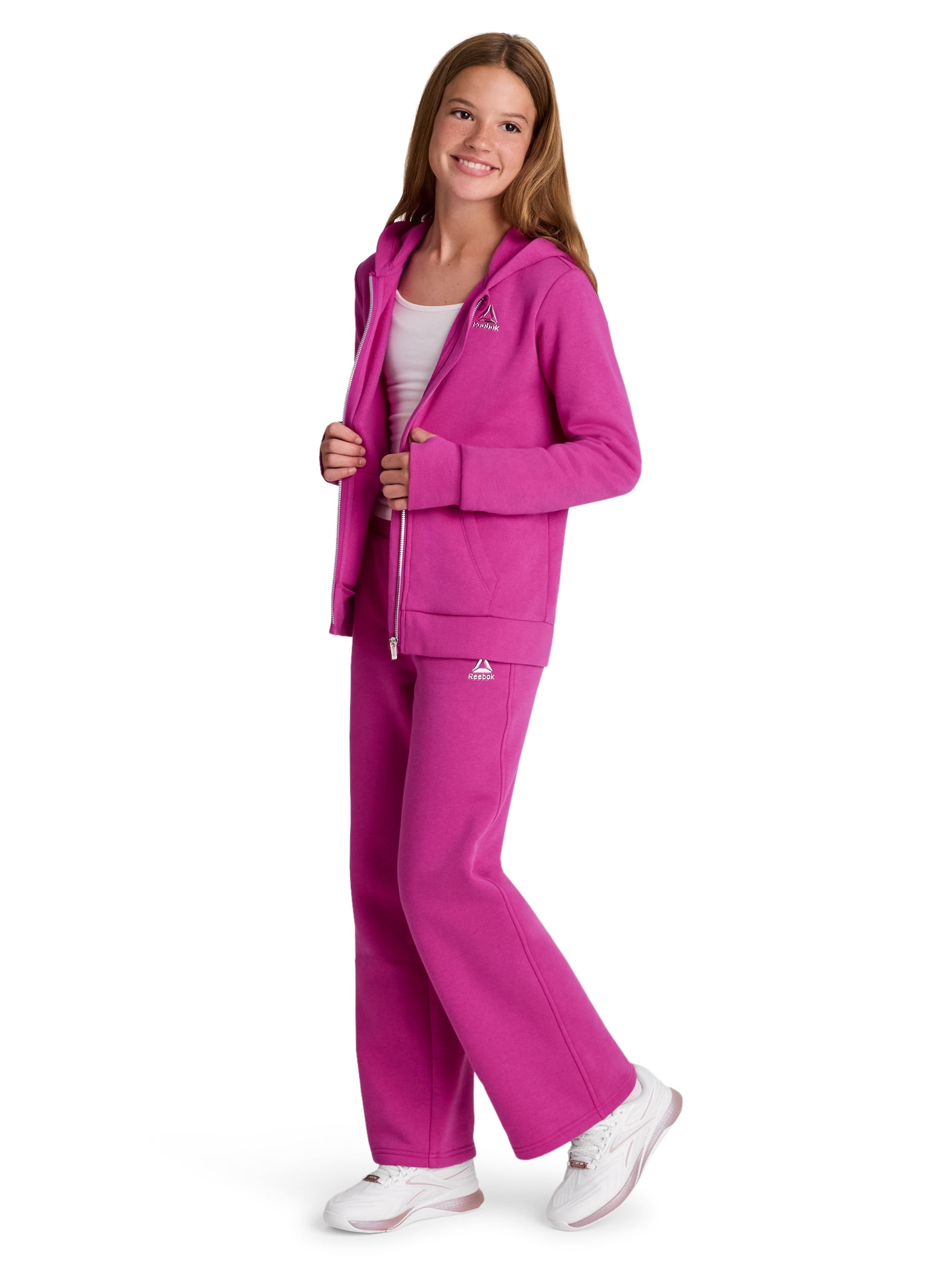 Reebok Girl’s Game Day Fleece Full Zip Hoodie, Sizes 4-18